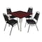 Kee Kee Square Table & Chair Set, Wood, Metal, Vinyl Top, Mahogany TB4848MHBPCM29BK - alternate 1